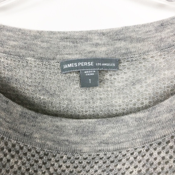 ❤️SOLD❤️ James Perse Wool Cashmere Mesh Open Knit Sweater S/Sleeve Gray Size 1 - Picture 2 of 5